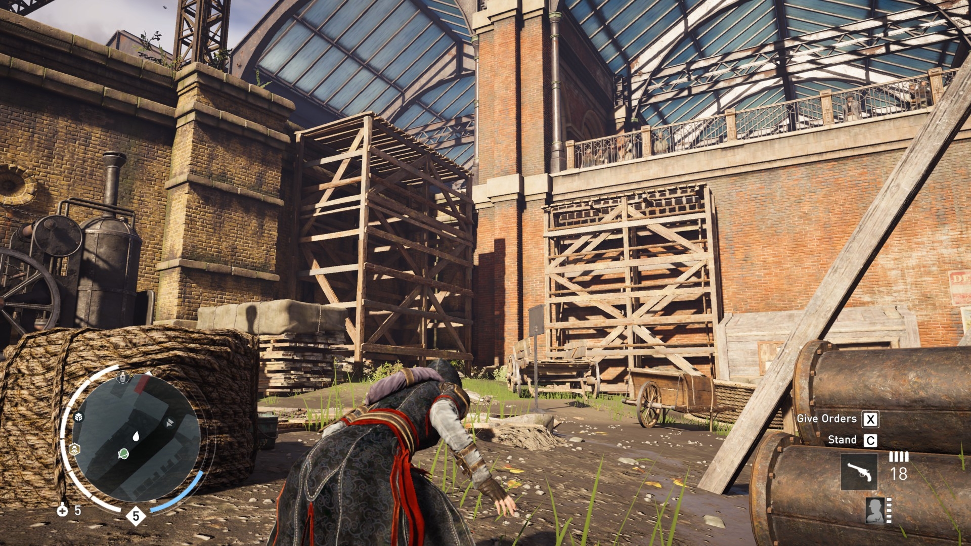 Assassin's Creed Syndicate: The two wooden construction structures on the outside corner of London Bridge Station.