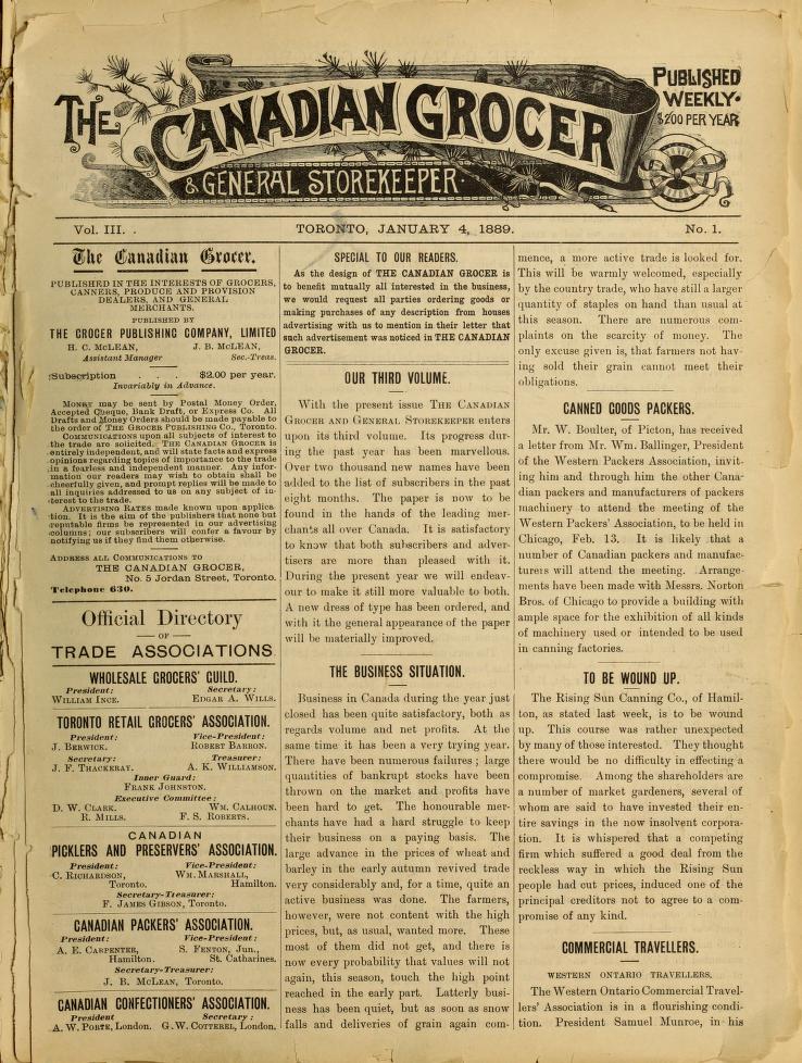 Canadian Grocer 1889