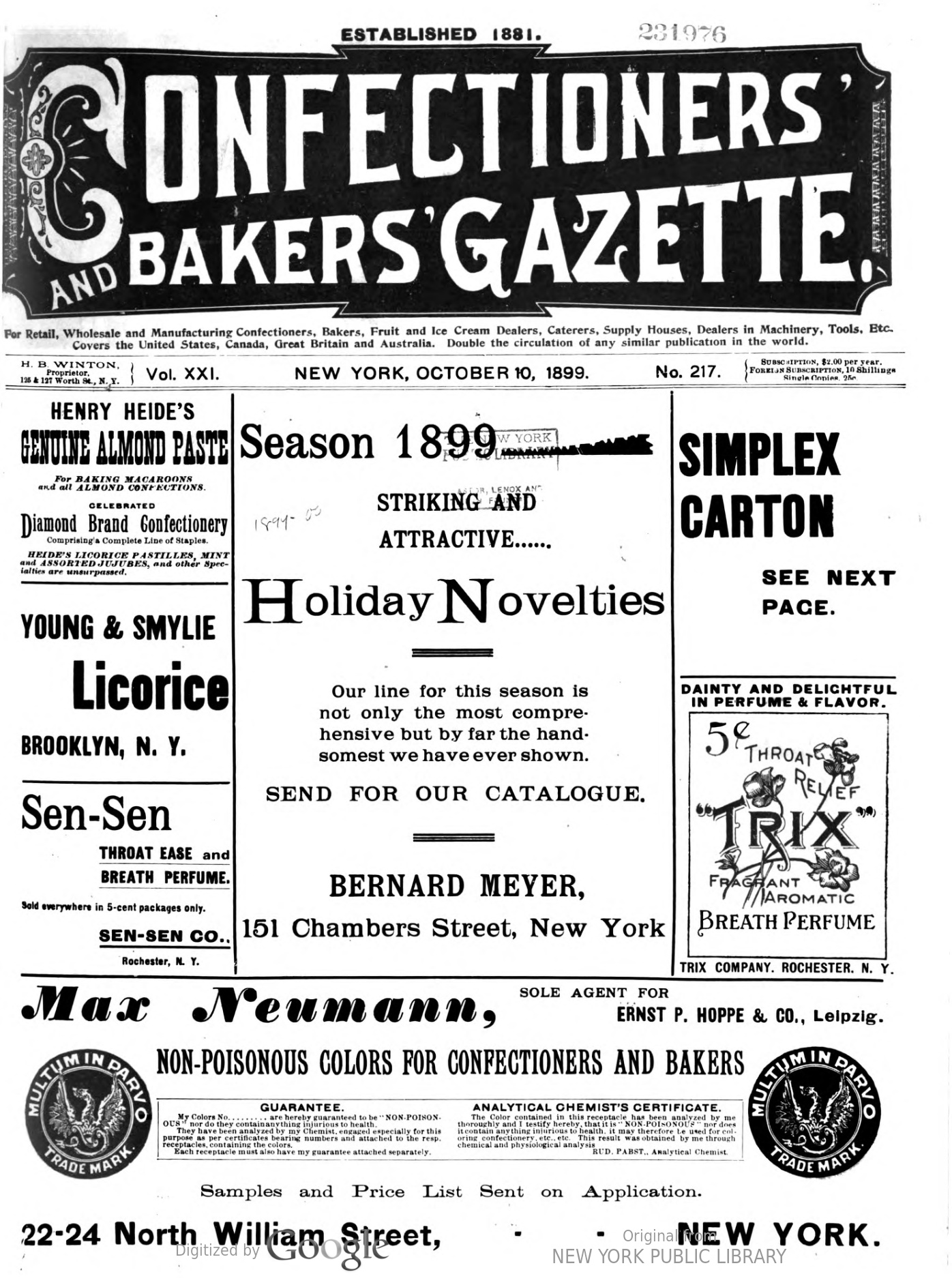 Confectioners and Bakers Gazette 1899oct-1900sep