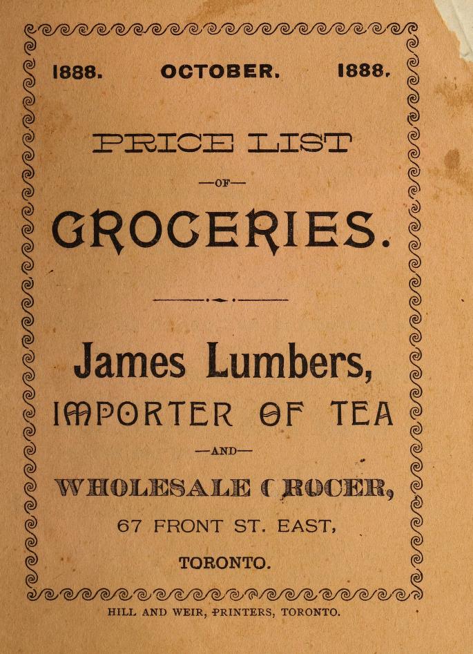 James Lumbers Importer of Tea and Wholesale Grocer 1888oct