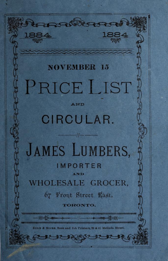 James Lumbers Importer Wholesale Grocer 1884nov