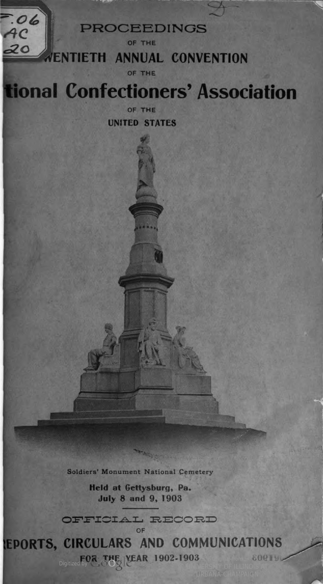 National Confectioners Association 20th Annual Convention 1903